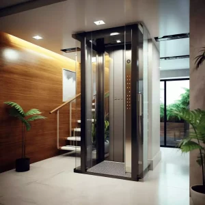 Hall or room with a hollow space, install a shaft in the hall or room to install an elevator