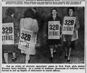 15,000 elevator operators went on strike in September 1945