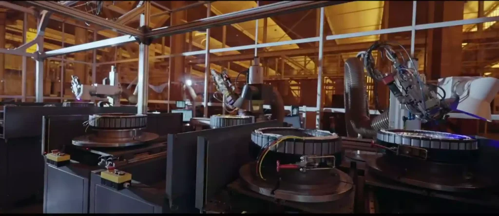 Elevator traction machine production line