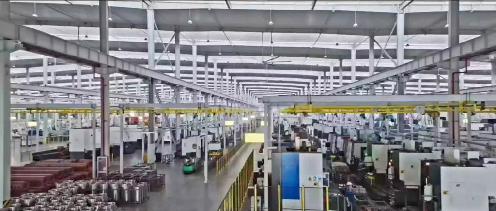 Panorama of elevator production workshop