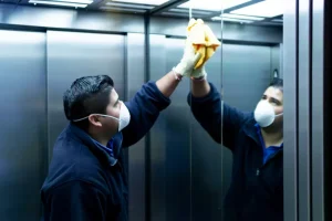 Glass elevator cleaning