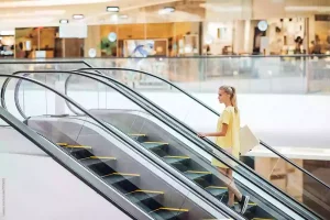 Realistic photos of escalators in shopping malls, subway stations and airports