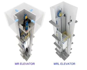 machine room-less vs machine room elevator 
