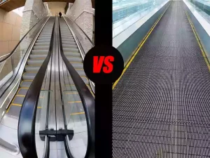 Side-by-Side Comparison of Escalator and Moving Walkway Exterior Photos