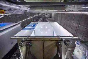 Ropeless elevator system using magnetic levitation for efficient vertical and horizontal movement in super high-rise buildings