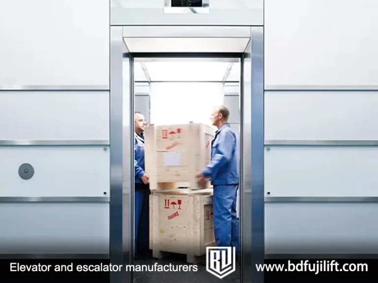 Service elevator in commercial building, designed for heavy-duty transport