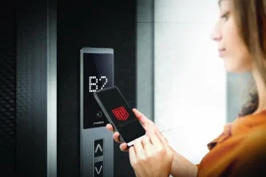 Smart service elevator interface with cloud monitoring and energy-saving system, now standard in 2025 models.