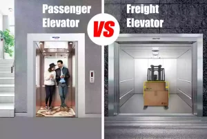 Comparison of cargo elevator and passenger elevator interior