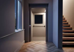 Residential elevators installed at corners reduce the space occupied by homes