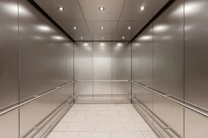 Stainless steel elevator car interior