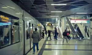 Subway station escalator