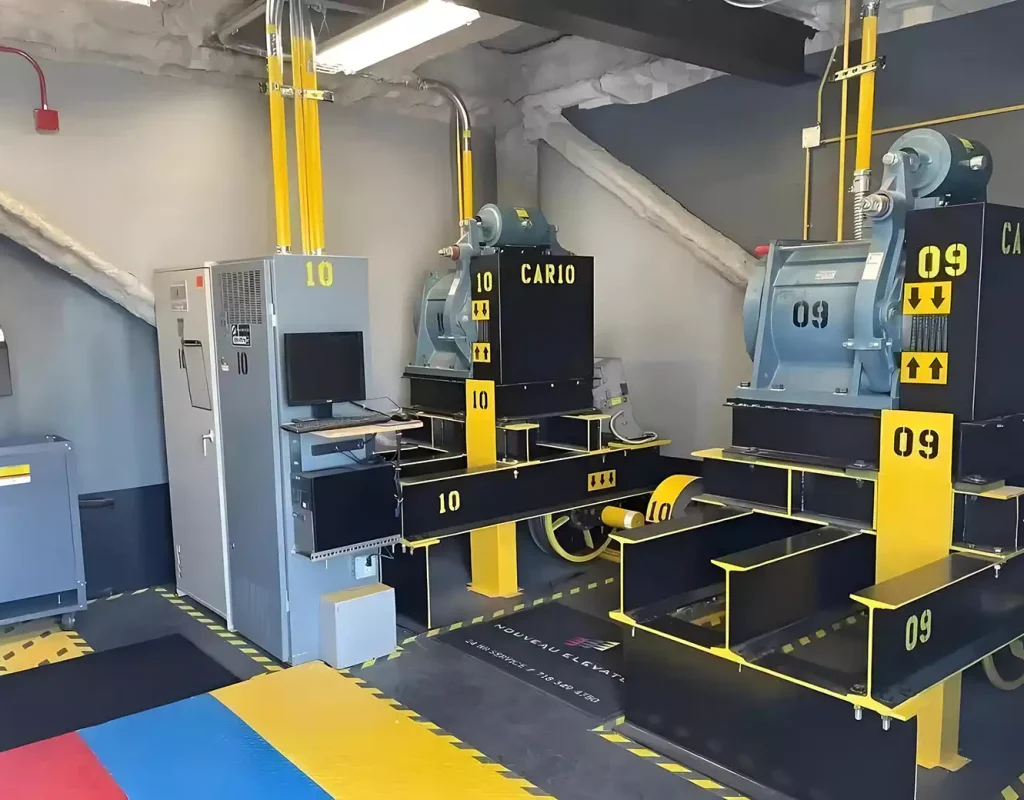 Inside the elevator with machine room